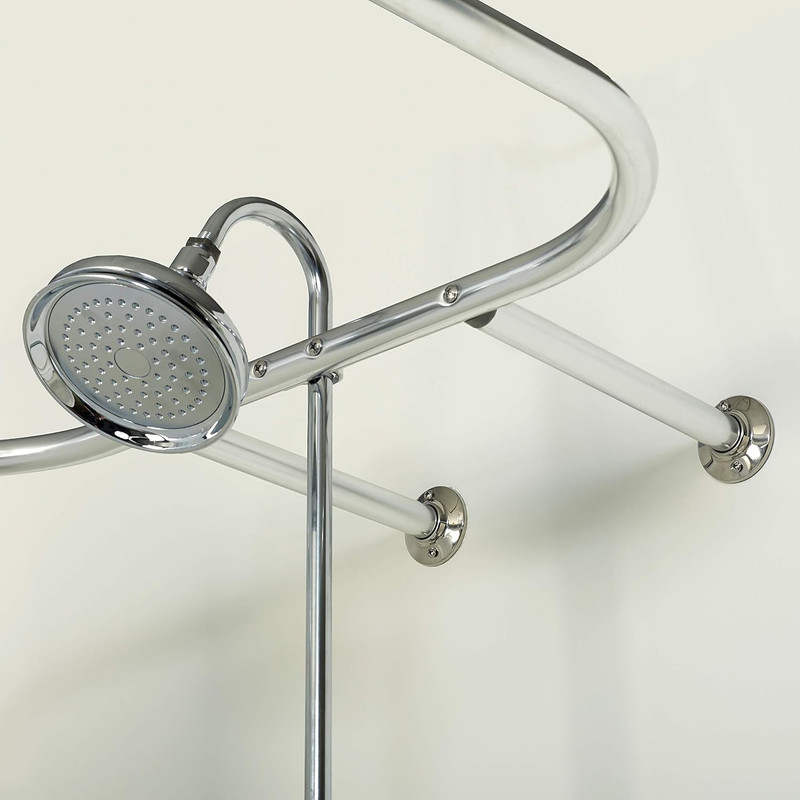 Rustproof round Shower Curtain Rod for Clawfoot Tub with Easy Installation, Oval gallery