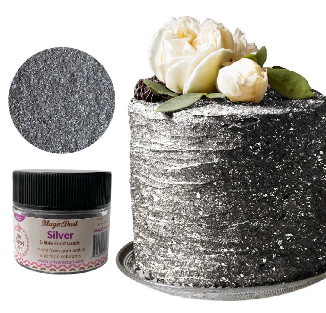Edible Glitter dust SILVER ( 6 grams ) Magic dust , Kosher, Gluten free gallery