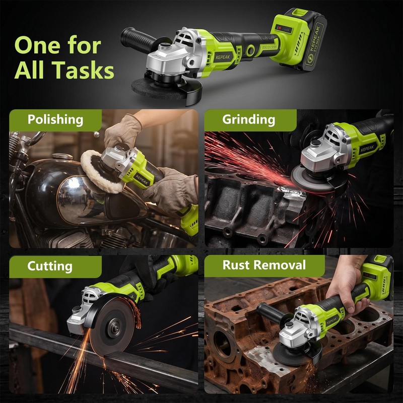 21V Cordless Angle Grinder Kit Handheld Cut Off Tool Brushless Motor w/ Battery gallery