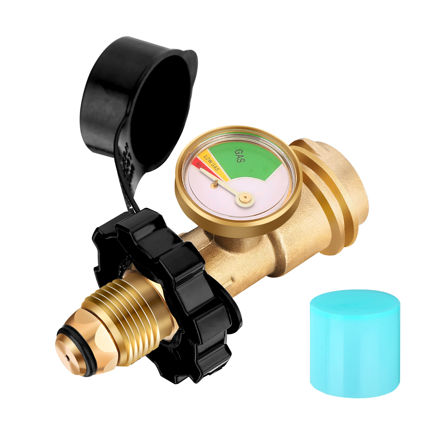 Propane Tank Adapter with Gauge Converts POL LP Tank Service Valve QCC1 / Type 1 gallery