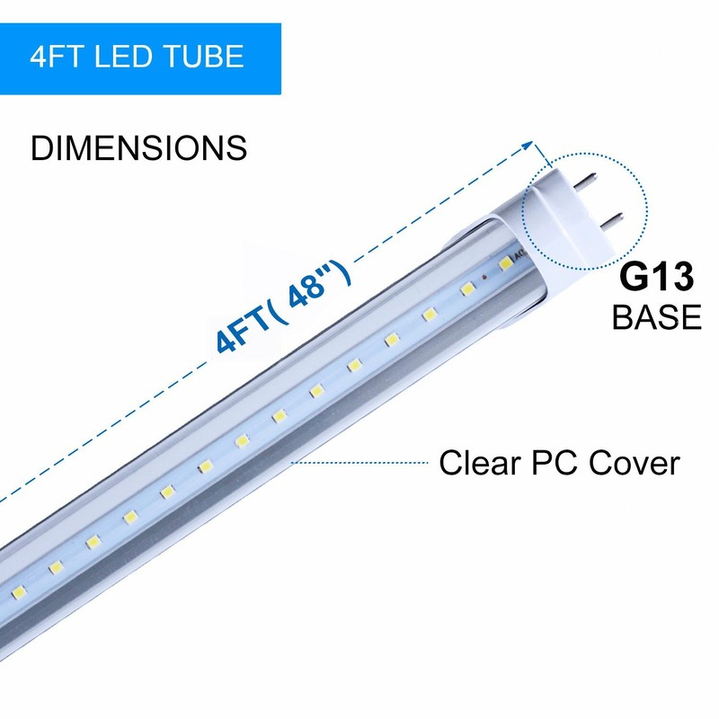 48'' LED Light Fluorescent Replacement Tube 6000K Daylight 85-265V Clear Milky gallery