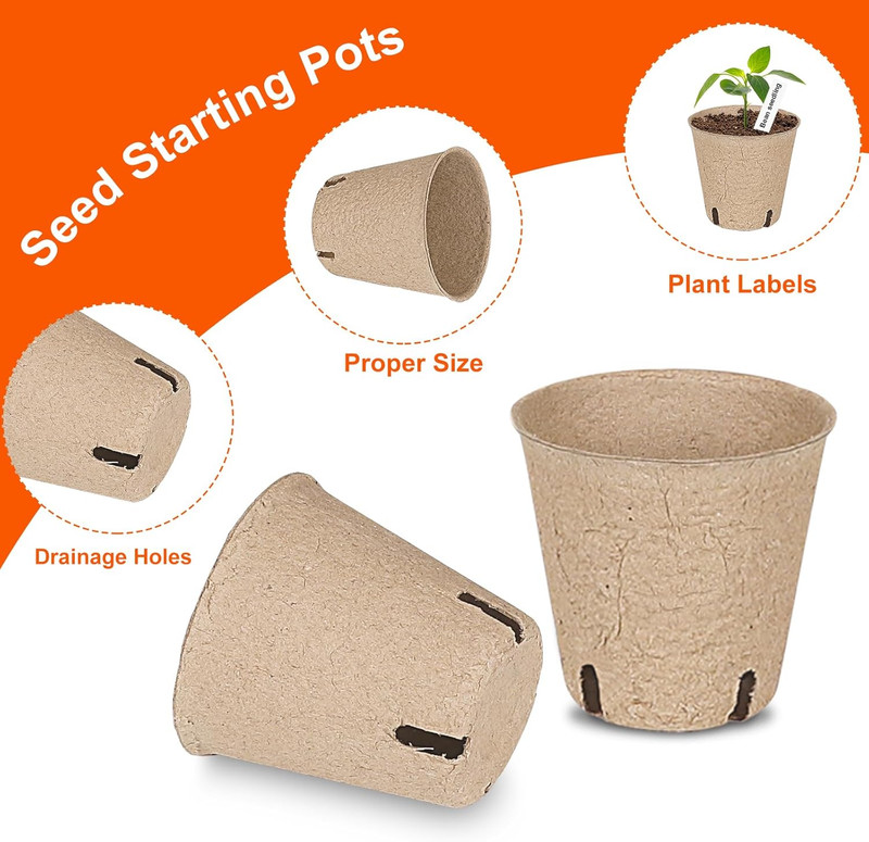 60 Pack 3.15 Peat Pots Biodegradable Seedling Starter Pots w/ Plant Labels gallery