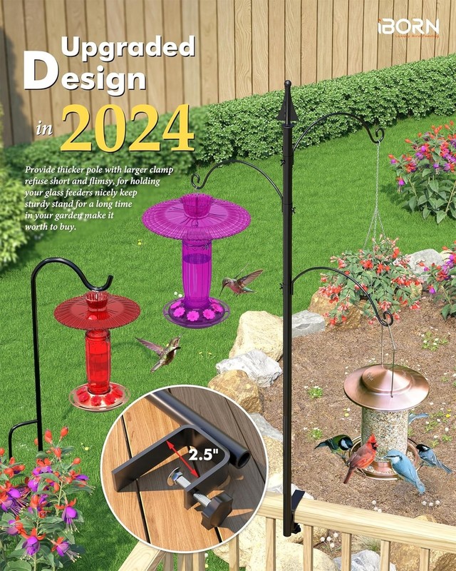 Shepherds Hooks for Outdoor Clamp on Deck Hook for Bird Feeder 45 Inch Bird Feed gallery