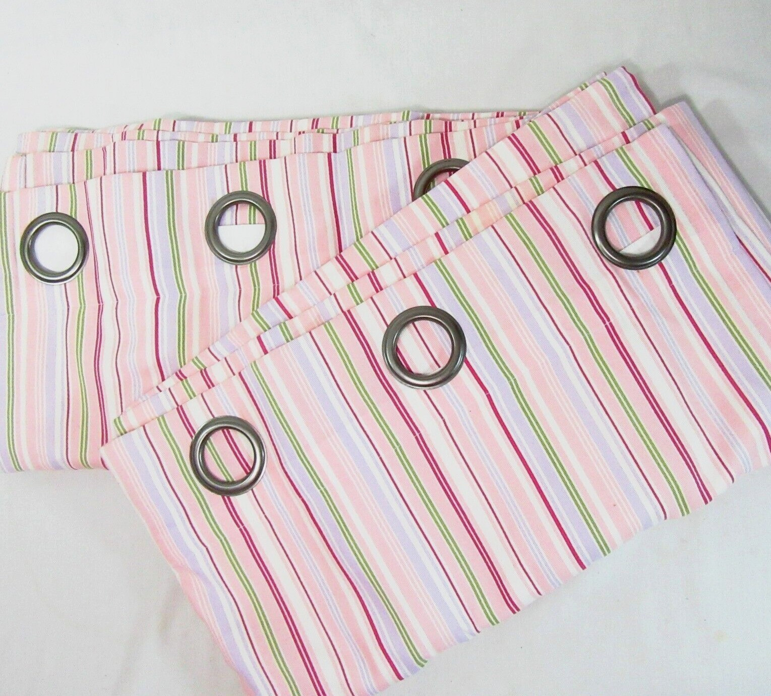 JCPenney Candy Stripe Pink Multi Cotton 2pc 78 x 82 Grommet Drapery Panel Set gallery