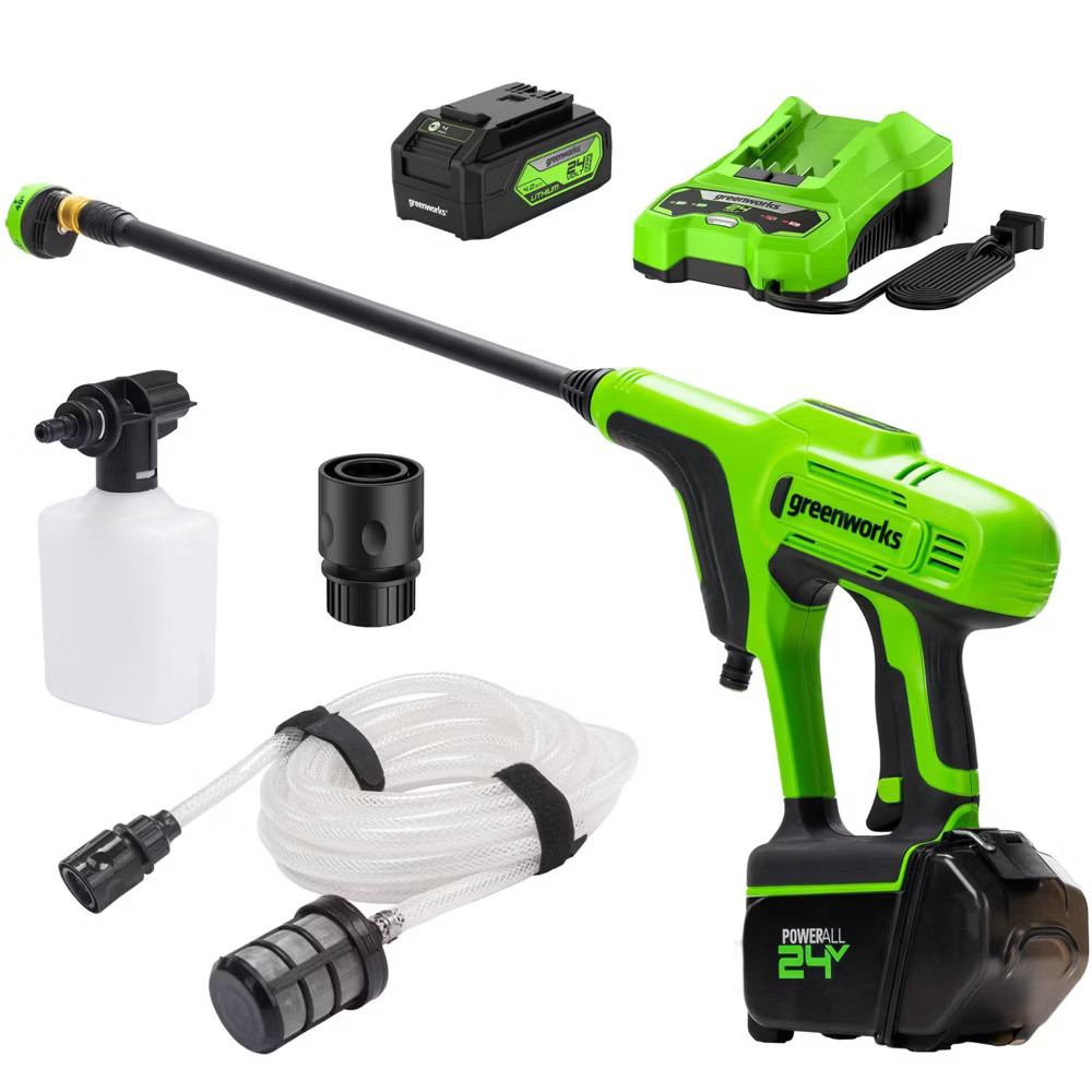 Greenworks 600psi POWERALL Battery Powered Power Cleaner Kit with 4Ah USB gallery