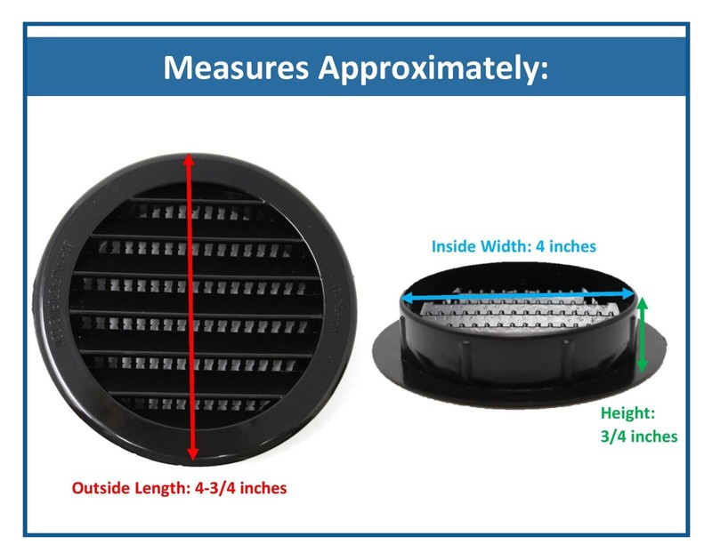 4" Round Plastic Vent Louver Soffit Air Vent Reptile Screen Grille Cover gallery