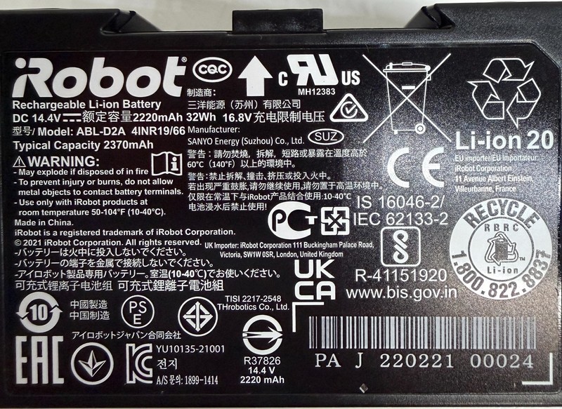Genuine Original ABL-D2A Battery iRobot Roomba j5 j6 j7 j8+ i3 i4 i5 i7 i8+e5 gallery