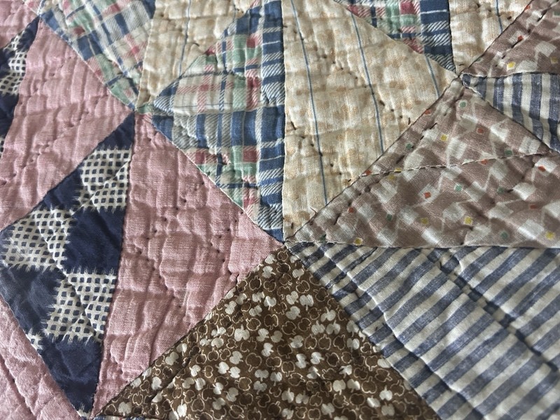 Quilt Patchwork Full VTG Old Utilitarian Folk Art Hand Quilted Homemade gallery