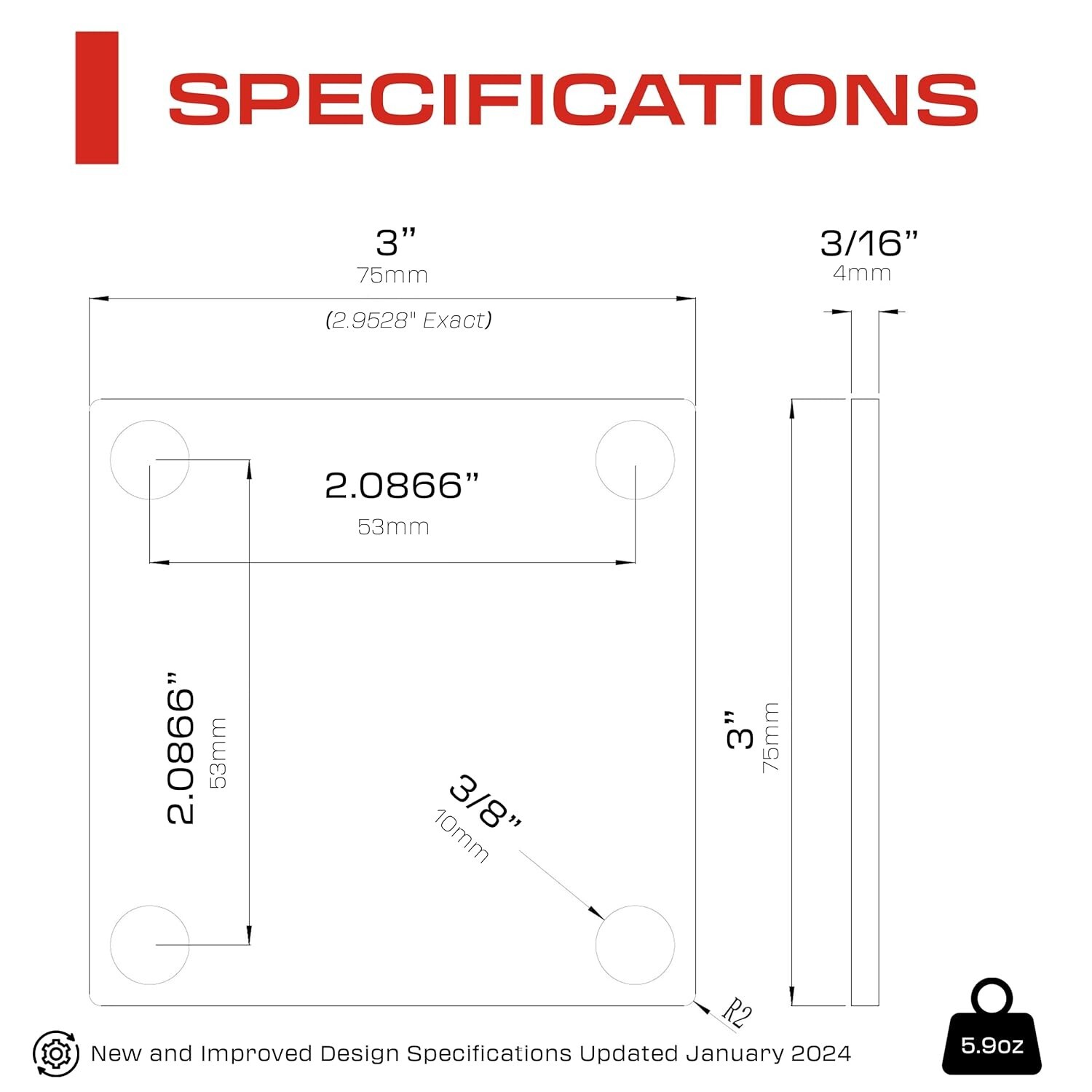 3x3" Weldable Square Steel Metal Base Plate, 4mm Thick, 3/16" - Heavy Duty 10 Pk gallery