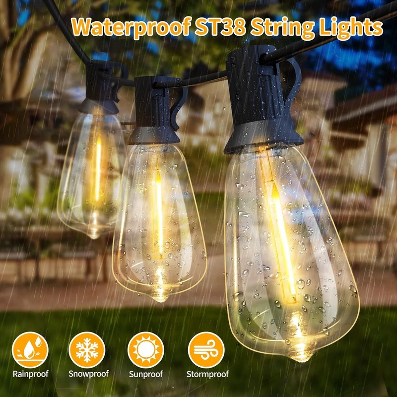 50 FT - 100 FT, String Lights for Outside, 110-130V, Outdoor Lights String Water gallery