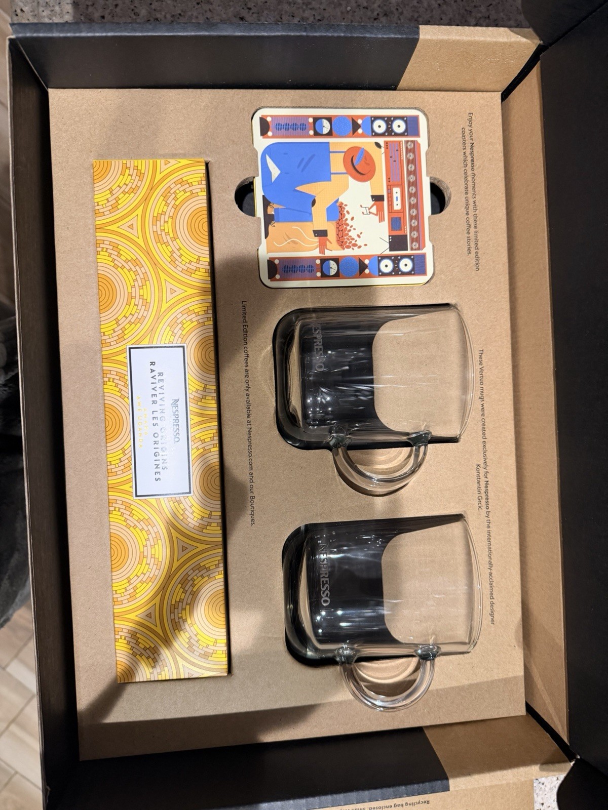 Nespresso Limited Edition Coasters And Glass Mug Set Amaha Uganda 2023 gallery