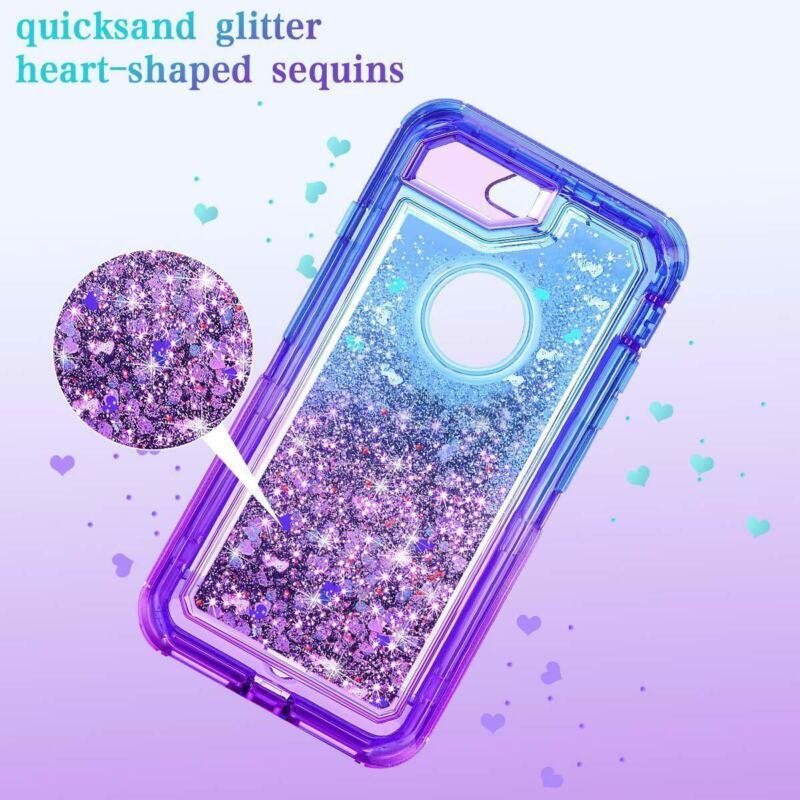 For iPhone SE2 6 7 8 & Plus Shockproof Liquid Glitter Bling Defender Case Cover gallery