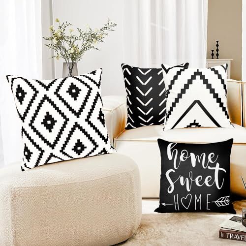 Decorative Throw Pillow Covers 18x18 Inch 18"L x 18"W Black White-geometric gallery
