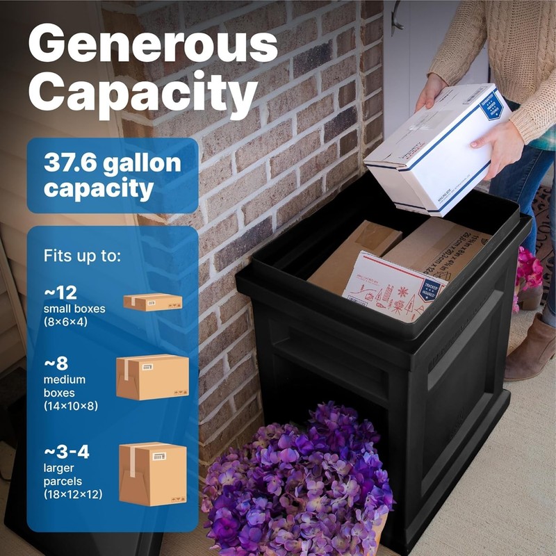 Express Parcel Delivery Box, Large Outdoor Package Bin with Lid, Weather-Resi... gallery
