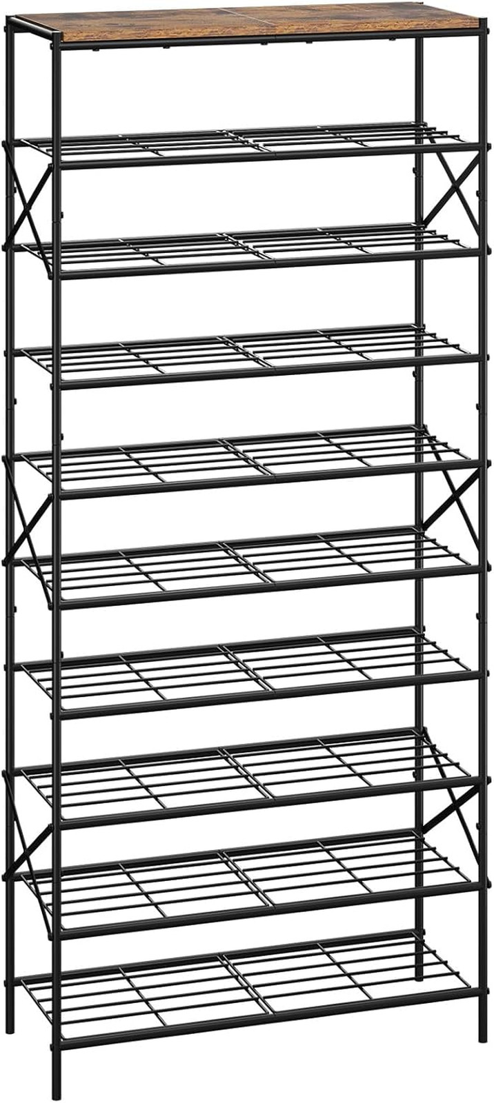10-Tier Shoe Rack - Large Capacity Organizer for 40 Pairs - Rustic Brown & Black gallery