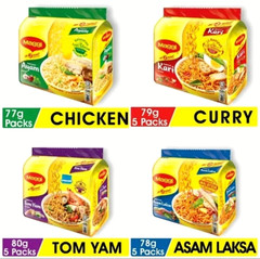 Assorted Maggi Noodles , Halal Certified, 4 Flavours (Pack of 5)
