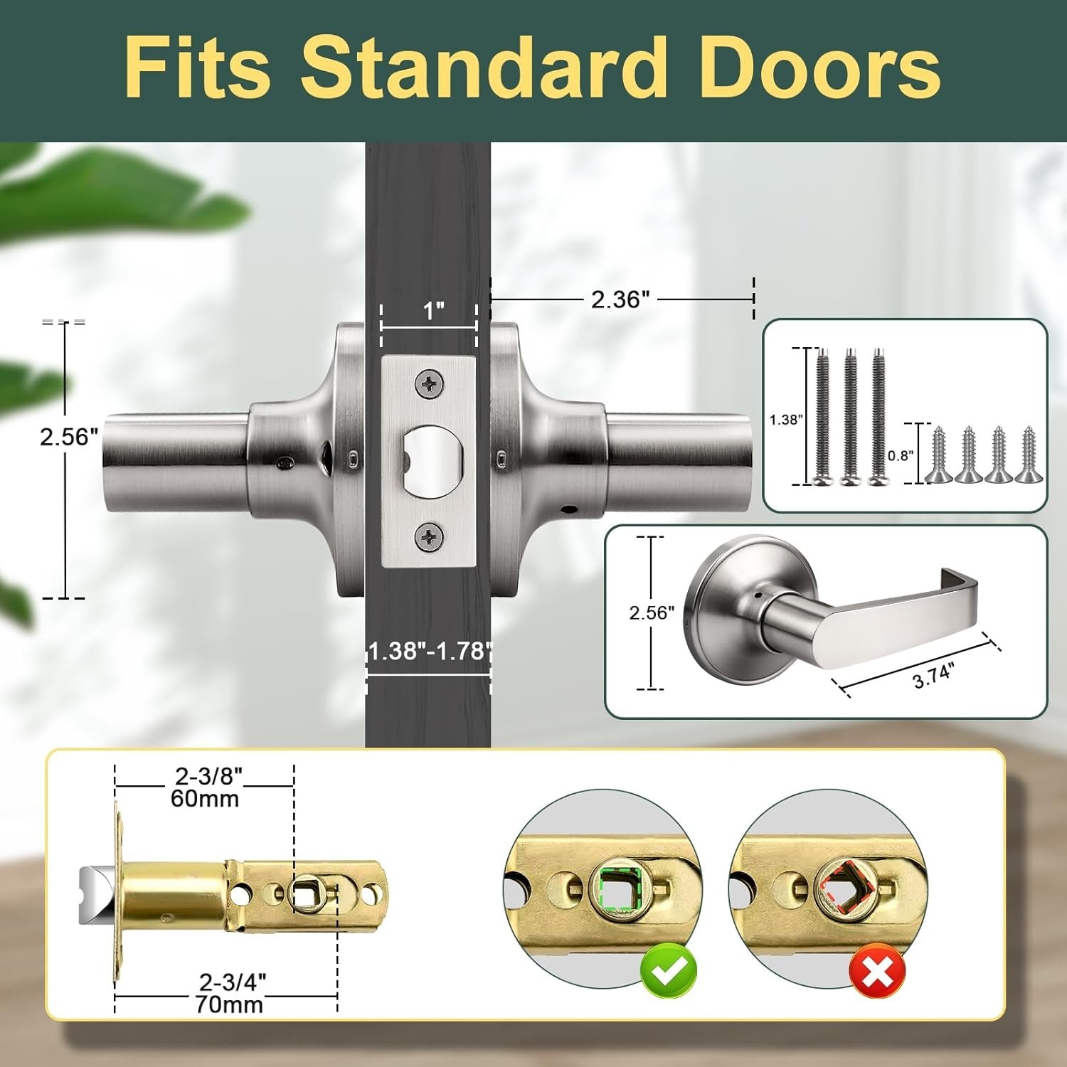Satin Nickel Hallway Closet Lock Privacy Passage Door Locks Levers Handles gallery