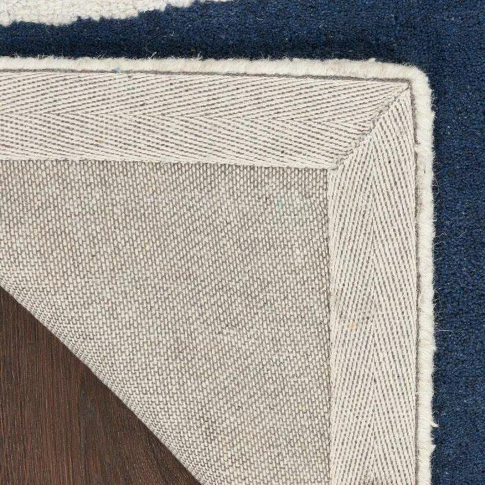 Hand Tufted Wool Area Rug – Navy Blue handmade Abstract Geometric Carpet 8x10 gallery