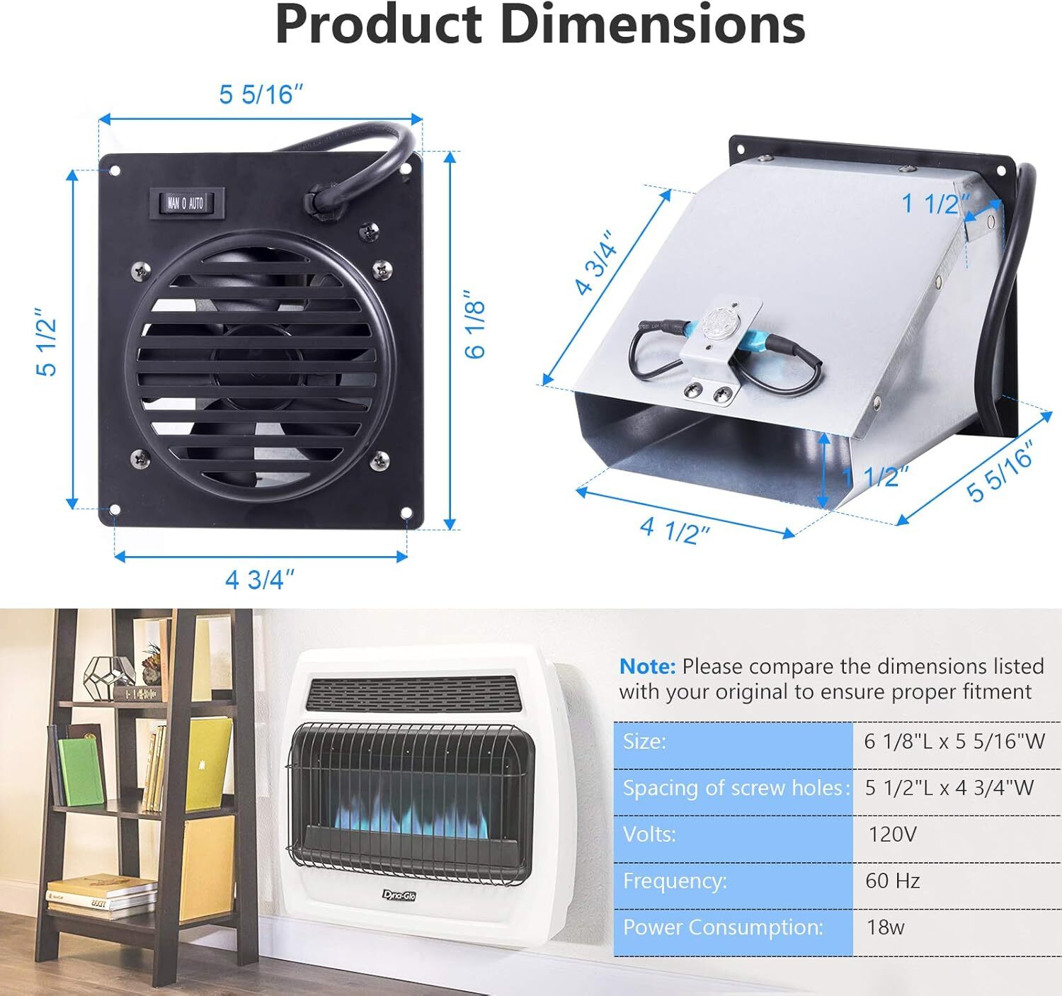 WHF100 Vent-Free Wall Heater Blower Fan for Mr.Heater,Dyna-Glo,Dyna-Glo 30,000 gallery