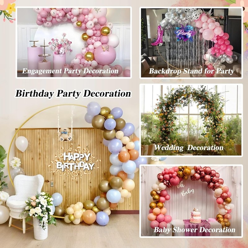 7.2Ft round Backdrop Stand Circle Balloon Arch Frame Kit Wedding Flower Ring gallery