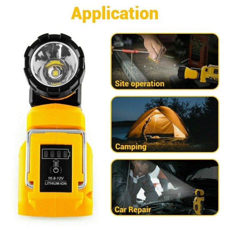Cordless Flashlight LED Work Light for Dewalt 10.8V-12V Lamps Outdoor Spotlight gallery