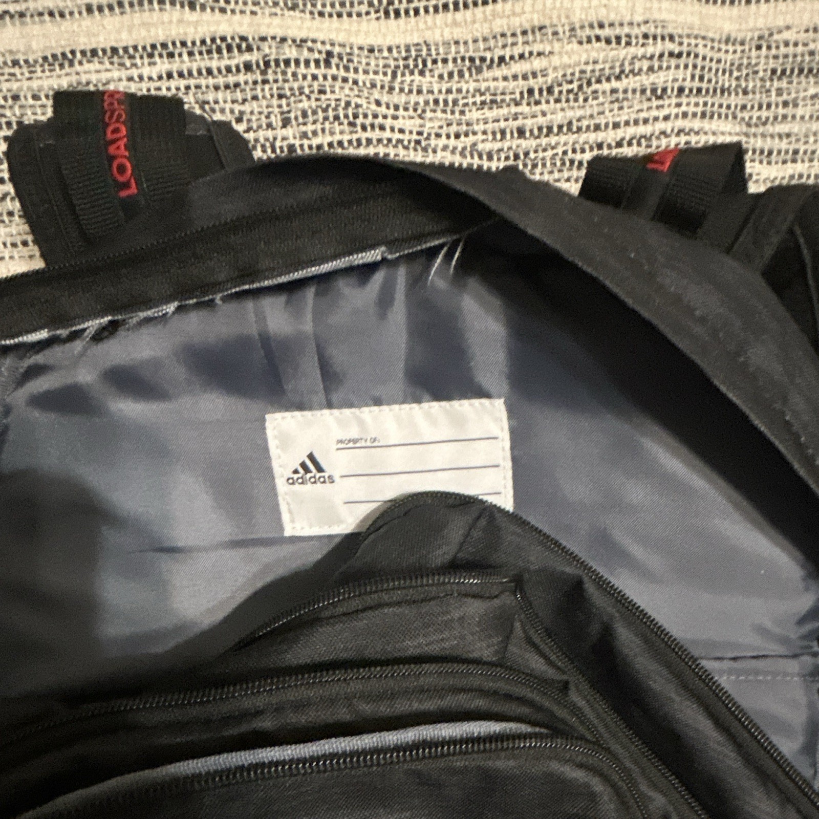 adidas Loadspring Black Hiking Backpack w/ Padded Straps, Logo, Zip Closure 4