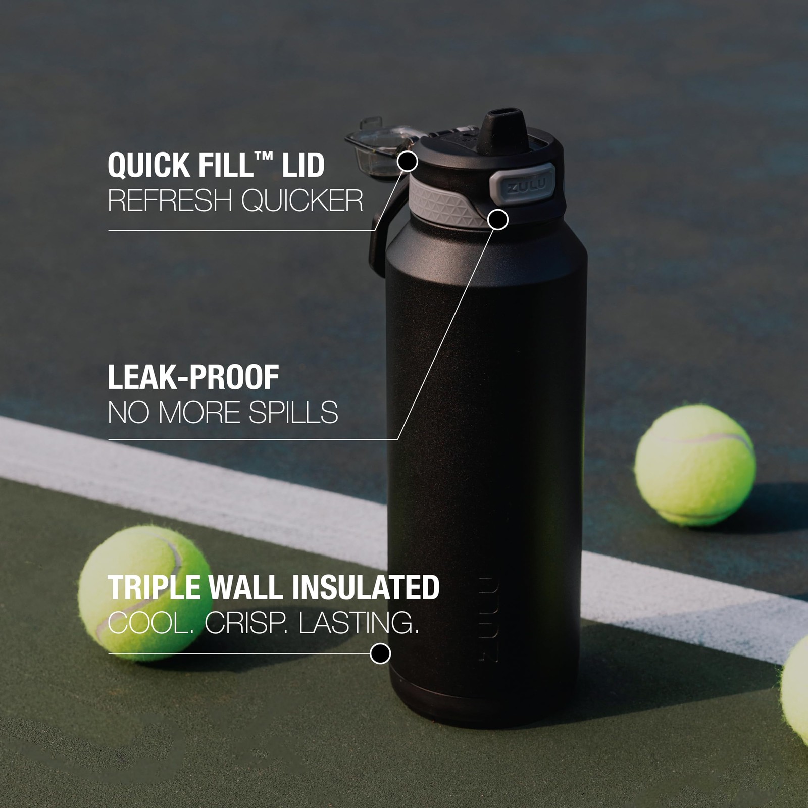 Powerfill Pro 40oz Stainless Steel Water Bottle with Quick Fill Lid, Triple W... gallery