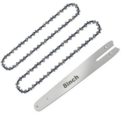 8 Inch Chainsaw Chain Replacement- 2 Chains and 1 Guide Bar
