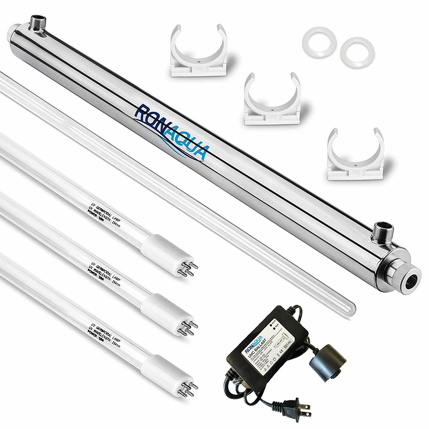 Ultraviolet Light Water Purifier Whole House Sterilizer 55W 12GPM 2 Extra Bulbs gallery