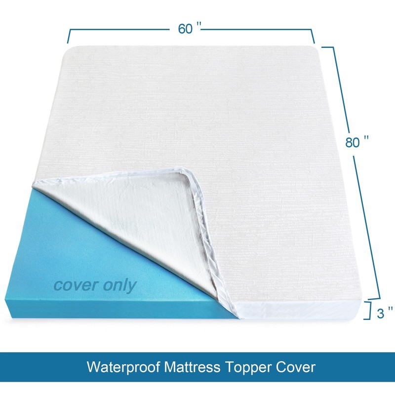 Bamboo Waterproof 3" Memory Foam Mattress Topper Cover Only Protector Queen gallery