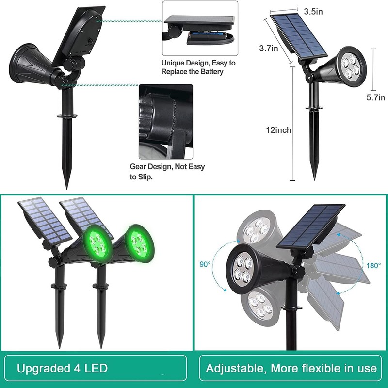 2 Pack Solar Powered Spotlight Outdoor Garden Lawn Landscape Waterproof LED Lamp gallery