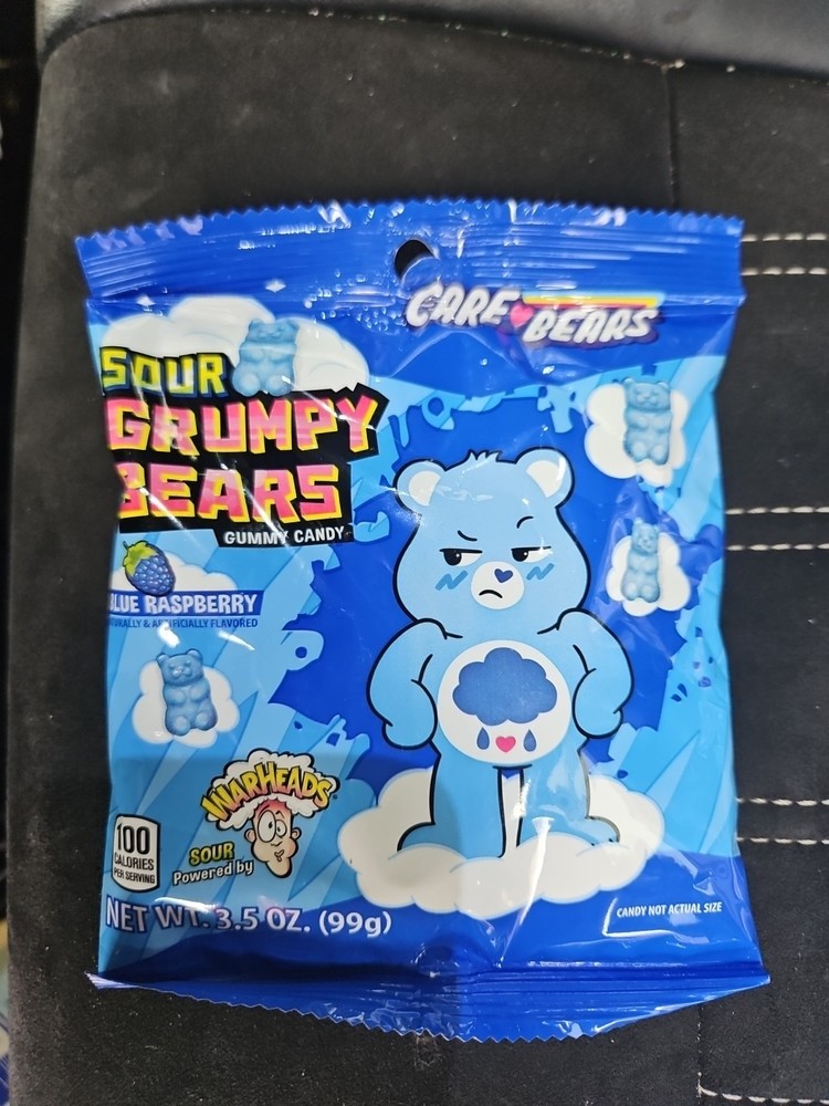 WARHEADS Care Bears Sour Grumpy Bears Blue Raspberry 3.5oz Gummy Candy 03/2027
