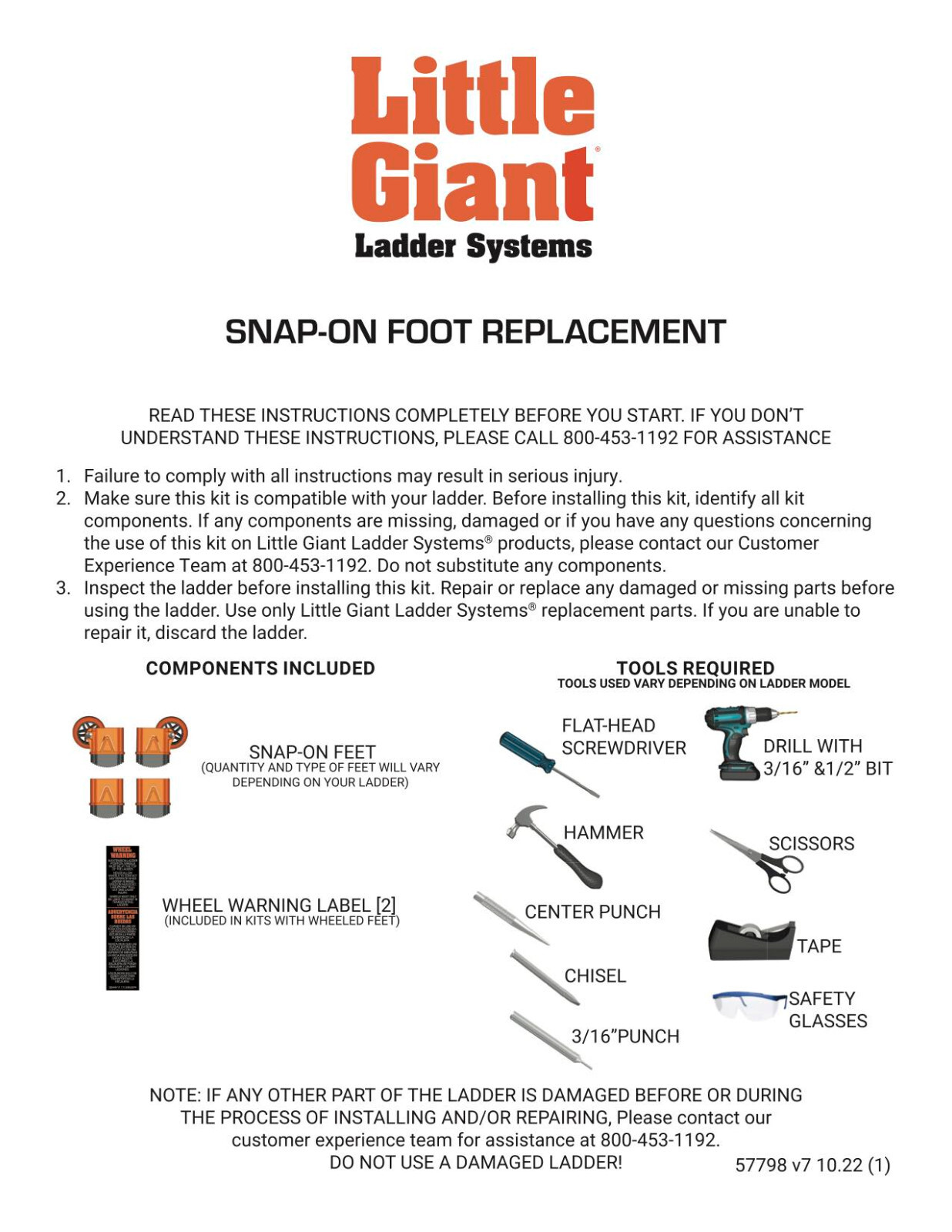 Wheel/foot kit for Little Giant Leveler Ladder with Ratchet Levelers feet 31814 gallery