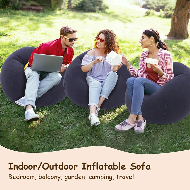 Lazy Inflatable Sofa Portable Foldable Pvc Flocking Single-Person Inflatable Sof gallery