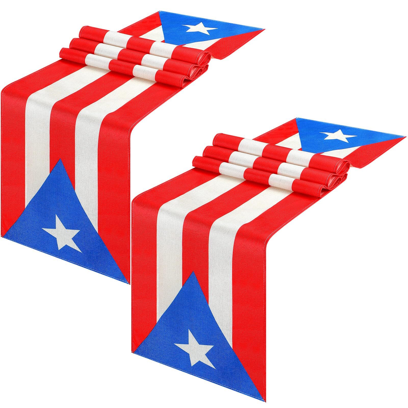 Puerto Rico Table Runner Linen Tablecloth for National Day 13x72 Inch 2 Pack gallery
