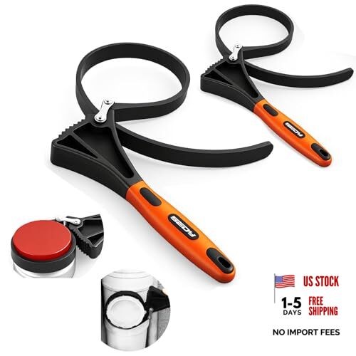 2-Piece Strap Wrench Set, Adjustable Rubber Oil Filter Wrench Max Orange gallery