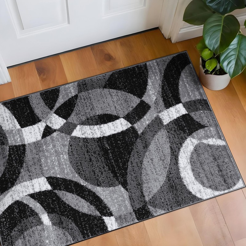 Grey Rectangular 2 7 X 4 Area Rug Soft Plush Polypropylene Indoor Rug gallery