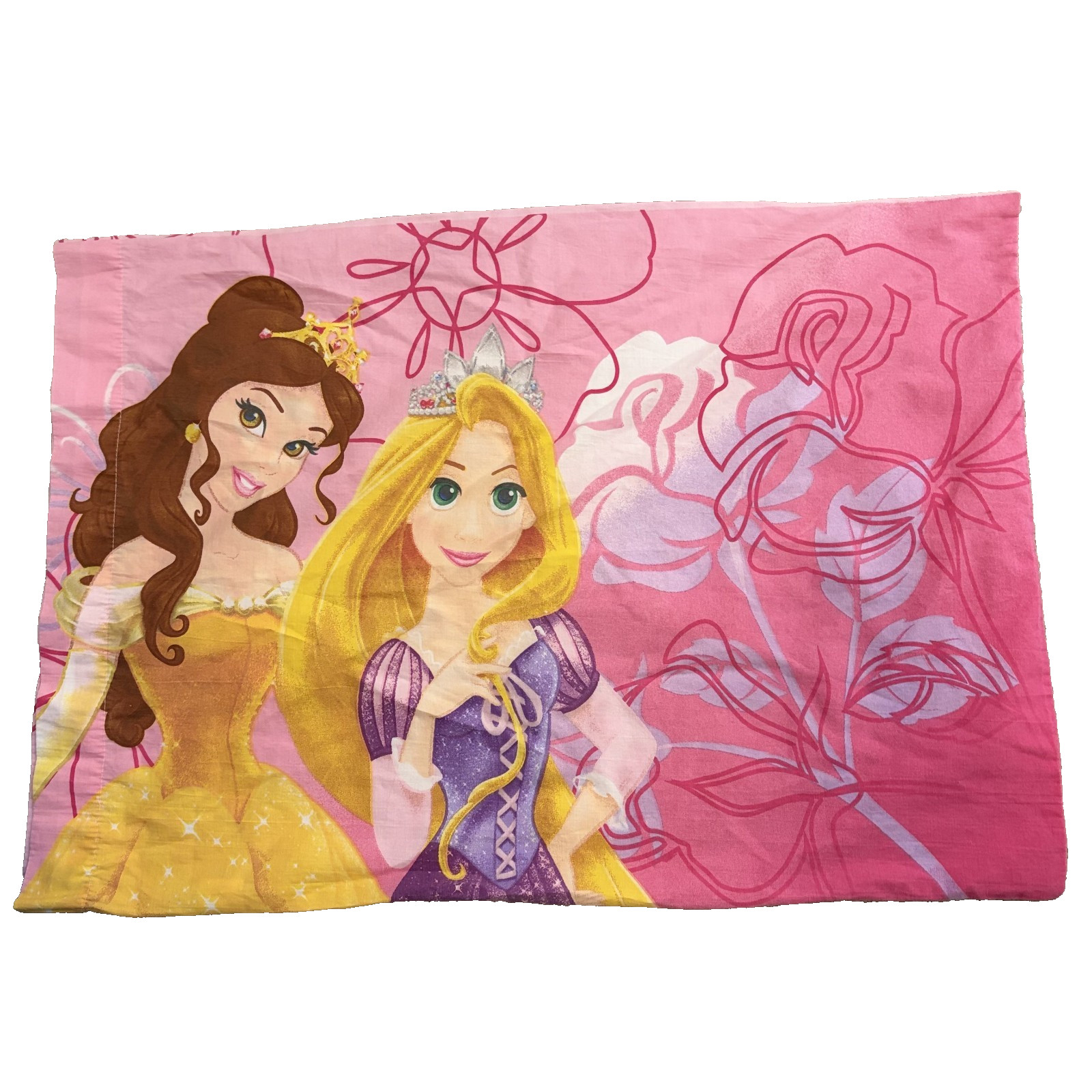 Disney Princess Pillowcase Rapunzel and Belle Pink One Size gallery