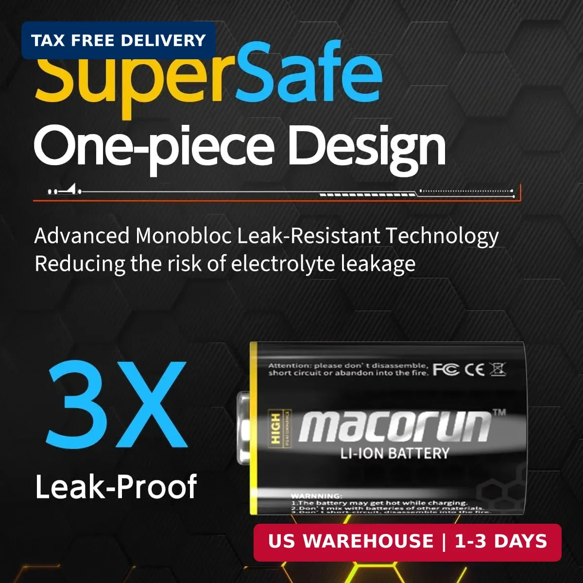 CR2 3V Lithium Battery 2-Pack - 935mAh High Capacity, 12-Year Shelf Life gallery