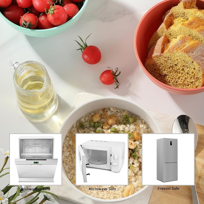 Unbreakable Wheat Straw Cereal Bowls Set of 8 BPA Free 26oz Microwave and gallery