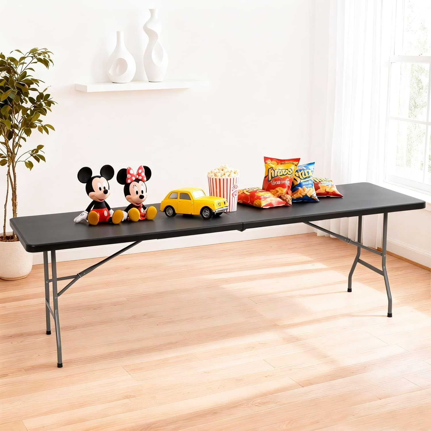 8FT Folding Table Half Portable Foldable Table Picnic Table for Office Home Camp gallery