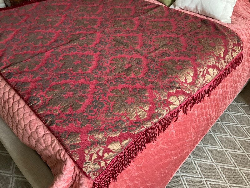 Luxury Damask Elegant Baroque Throw Sofa Chair Table Cover w/Twisted Fringe gallery