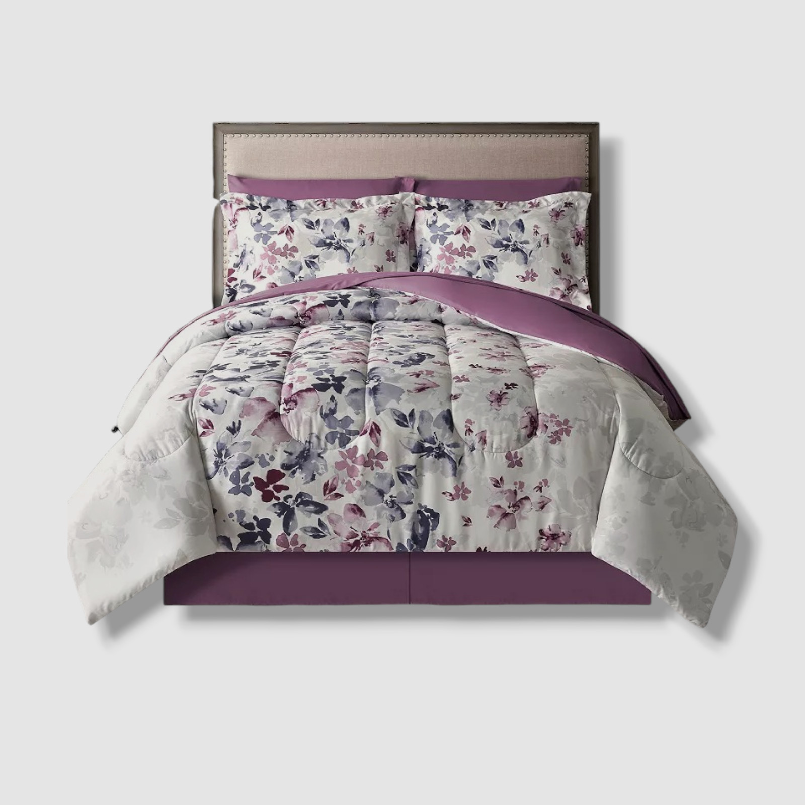 LANWOOD, Home Purple Gray Monica. Queen Bedding Comforter 8 Pc. Set gallery