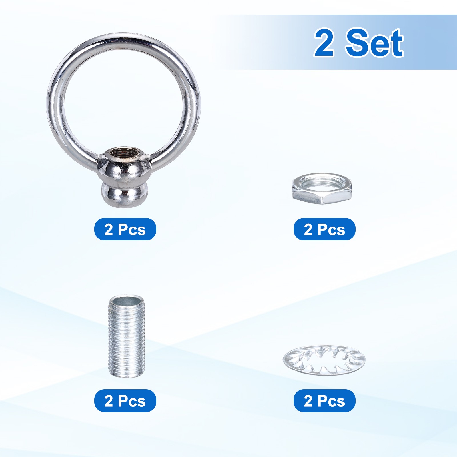 2 Set 8kg M10 2x2.3" Thread Lifting Eye Nut Holder Hook Ring Silver gallery
