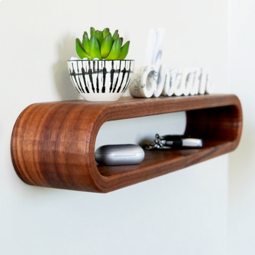12"inche Bent Wood Shelves Solid Walnut Wood Shelf Curved Floating Shelves Decor gallery