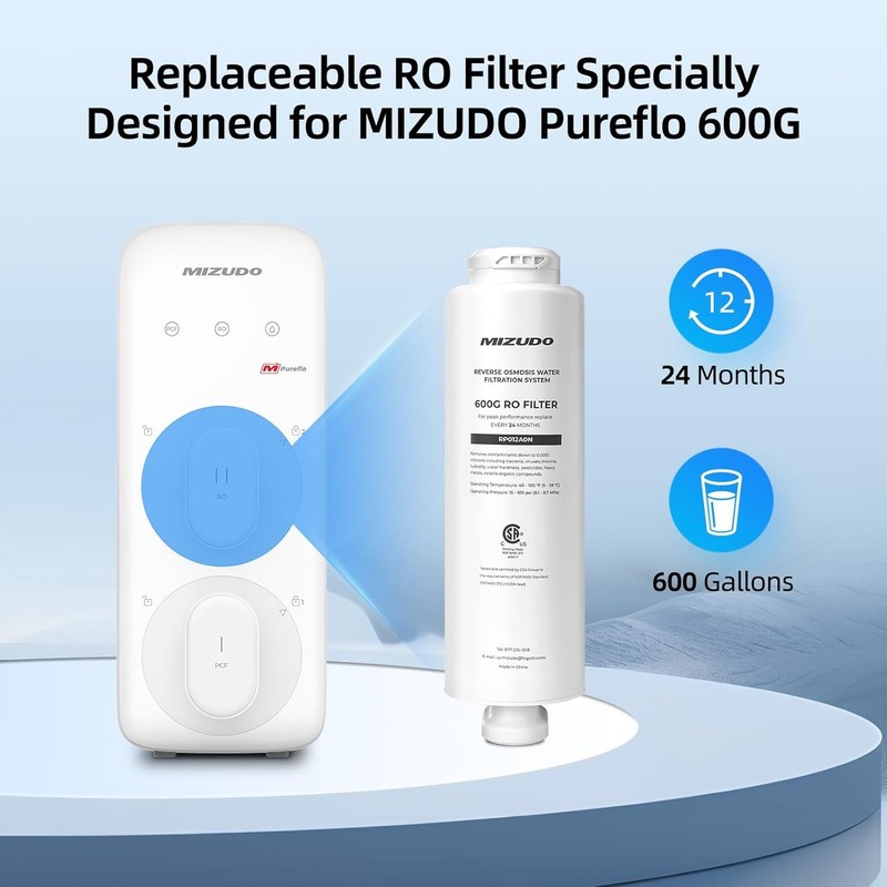 MIZUDO Replacement Filter, Replacement for *Megaflo Mini 600GPD Reverse Osmosis gallery