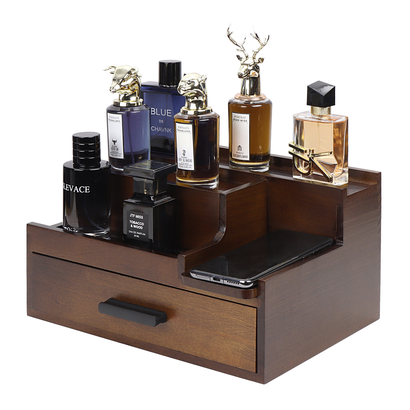 Cologne Organizer for Men 3 Tier Perfume Display Stand Cologne Shelf w/ Drawer gallery