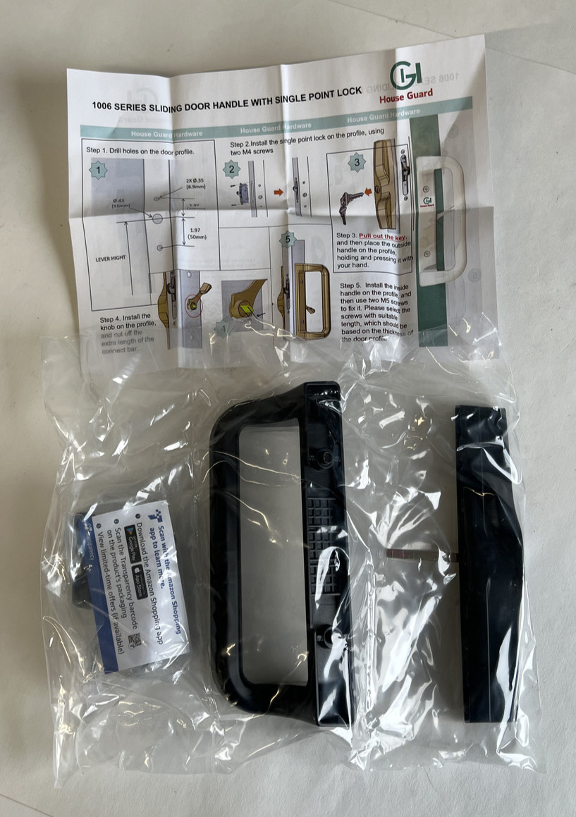 Black Sliding Patio Door Handle Hardware (LSX) By House Guard Key Lock & Handle gallery