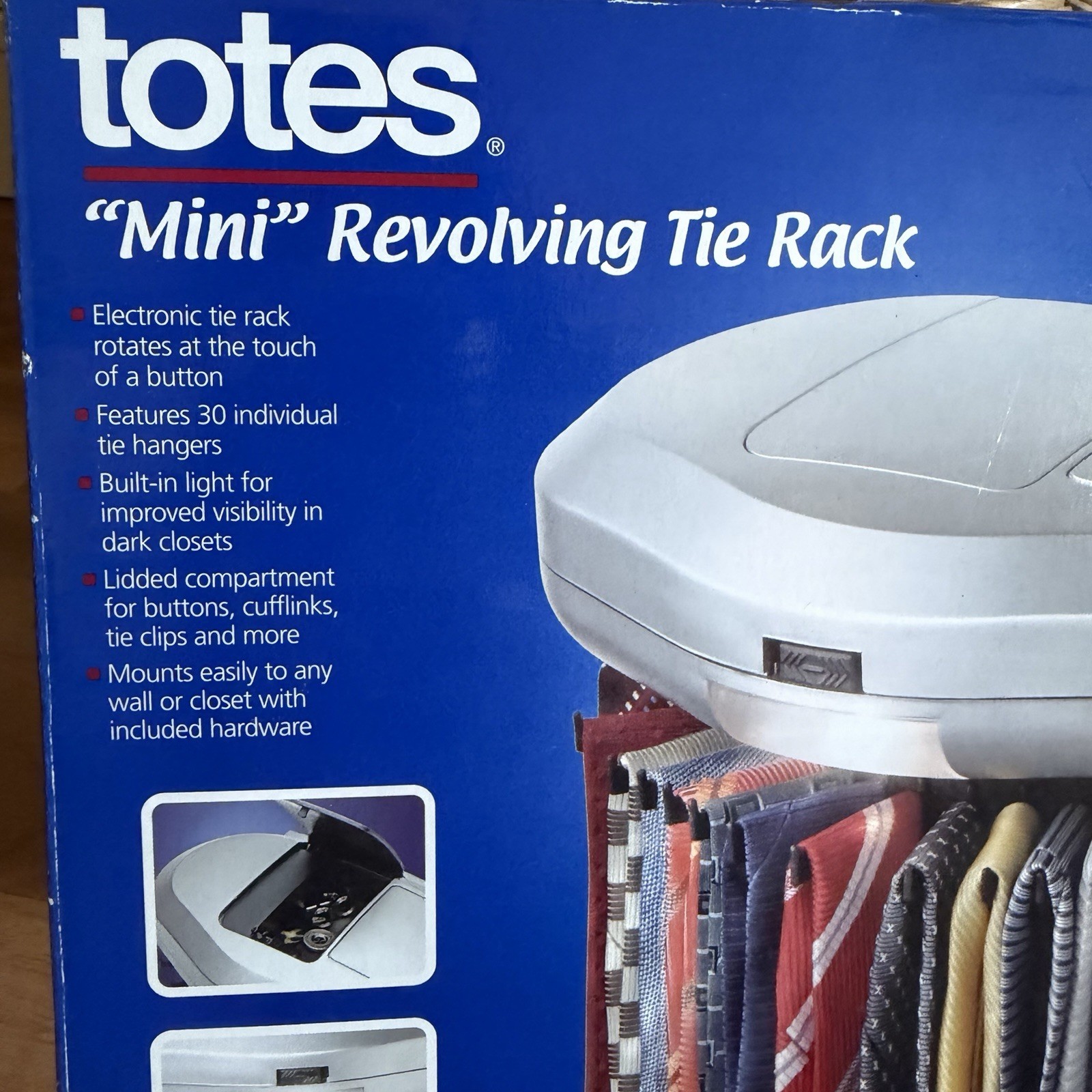 Totes Mini Revolving Tie Rack 71589 Holds 30 Ties Space Saving New in Box gallery