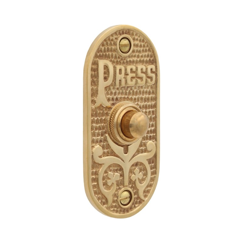 PRESS Oval Push Button Doorbell Solid Cast Brass - 3 Finish Choices gallery
